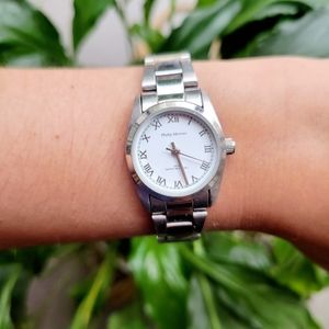 Classic Philip Mercier Silver Quartz Roman Numerals Watch